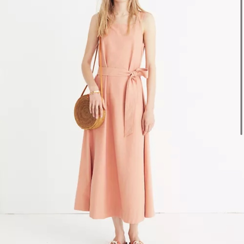 Madewell Dusty Pink Midi Apron Dress with POCKETS!